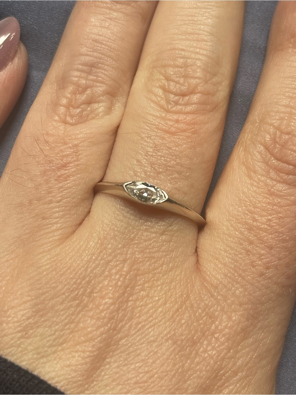 Classic Marquise Solitaire Silver Ring in White